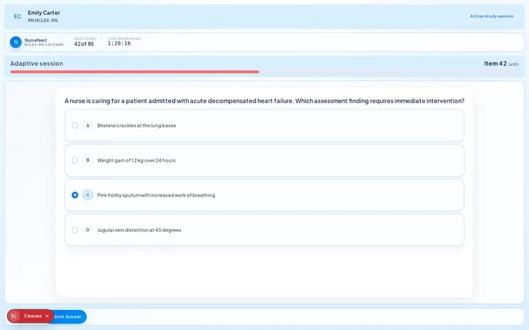 NurseNest CAT exam session screenshot